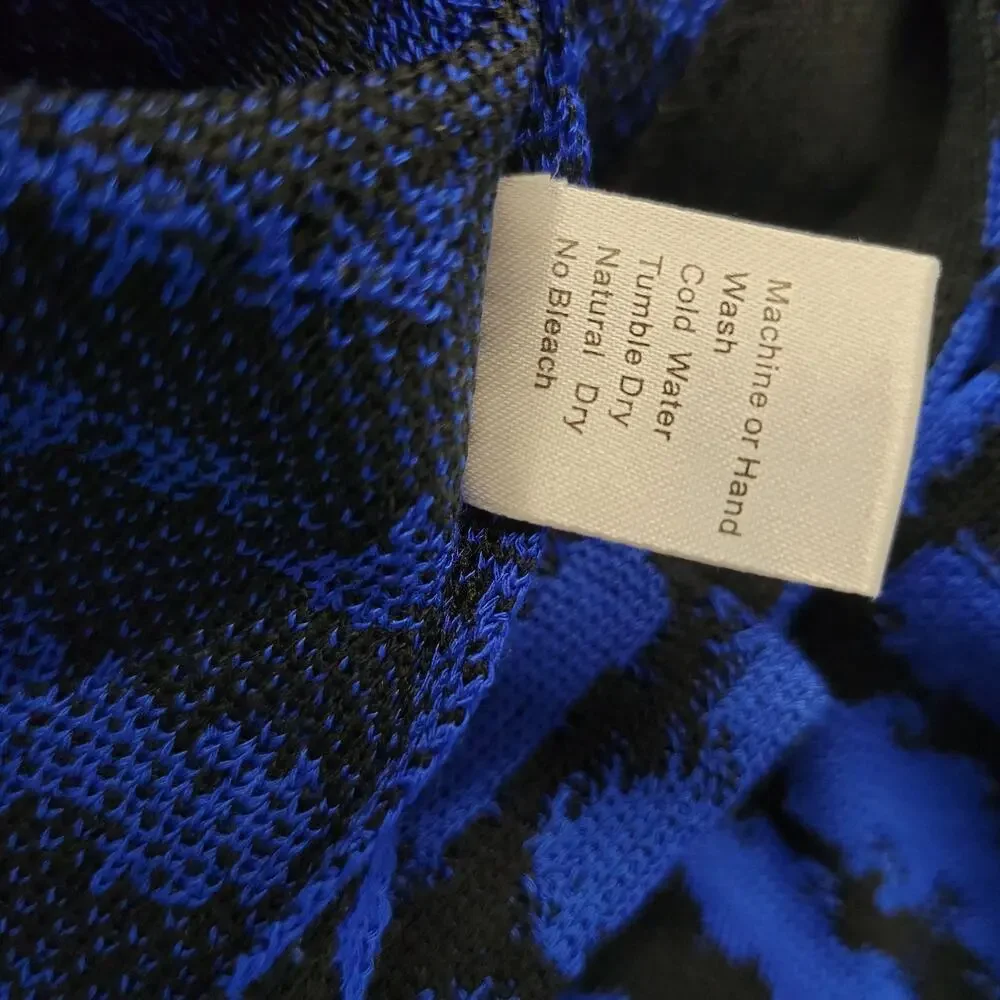Ming Wang Knitted Cardigan Womens Small Blue Mandarin‎ Collar Geometric Corpcore